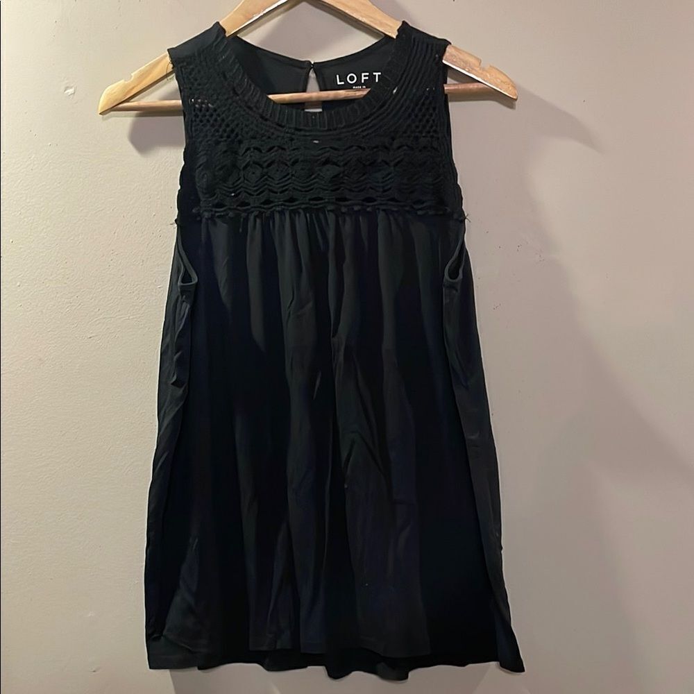 LOFT Elegant Black Crochet Top